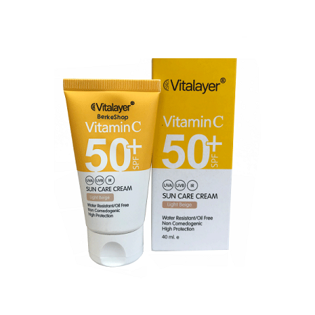 کرم ضد آفتاب رنگی ویتالیر حاوی ویتامین C بژ روشن